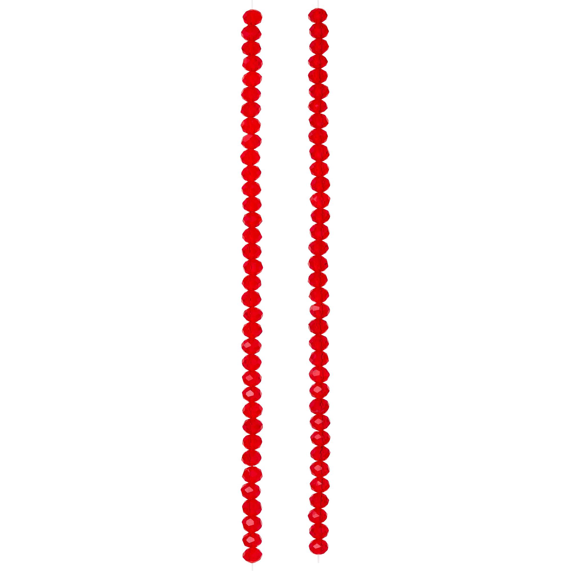 Ruby Faceted Glass Rondelle Beads, 6mm by Bead Landing™